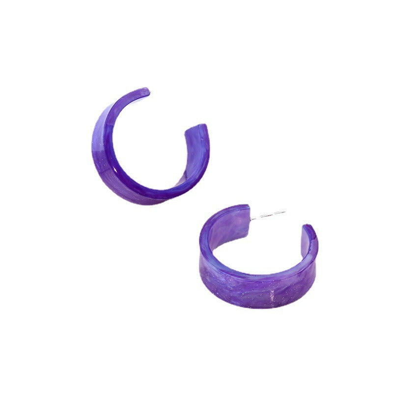 Wholesale Geometric C Circle Acetate Translucent Ripple Earrings