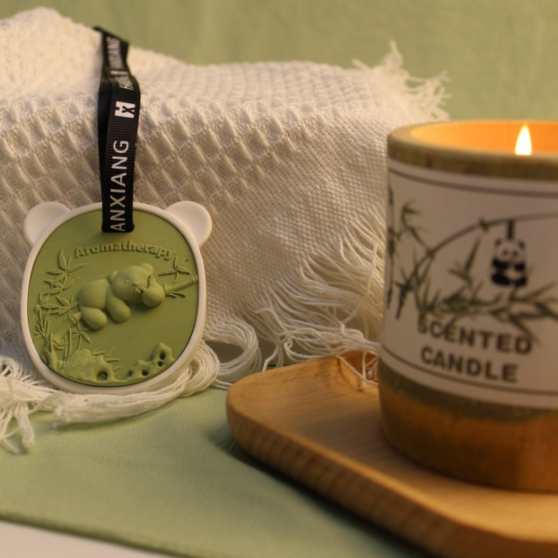 Wholesale of Bamboo Panda Fragrant Stone Car Hangers