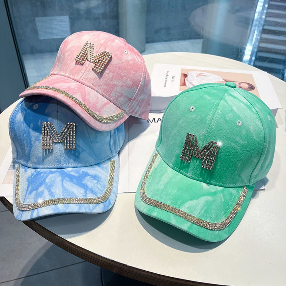 Wholesale Fashion Rhinestone M Letter Sun Protection Baseball Cap
