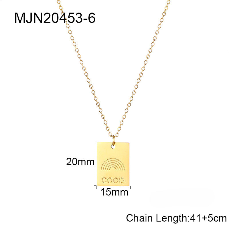 Wholesale Letter Square Tag Titanium Steel Necklace
