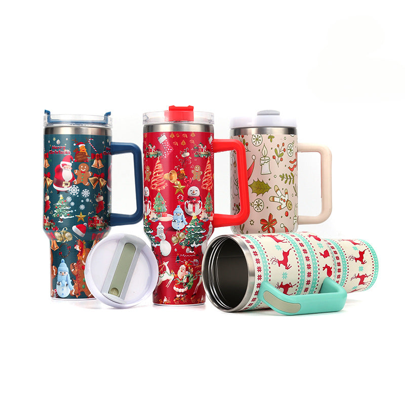 Wholesale Tumbler 40oz Stainless Steel Christmas Car Portable Straw Thermos Cup Ice Bullies Cup