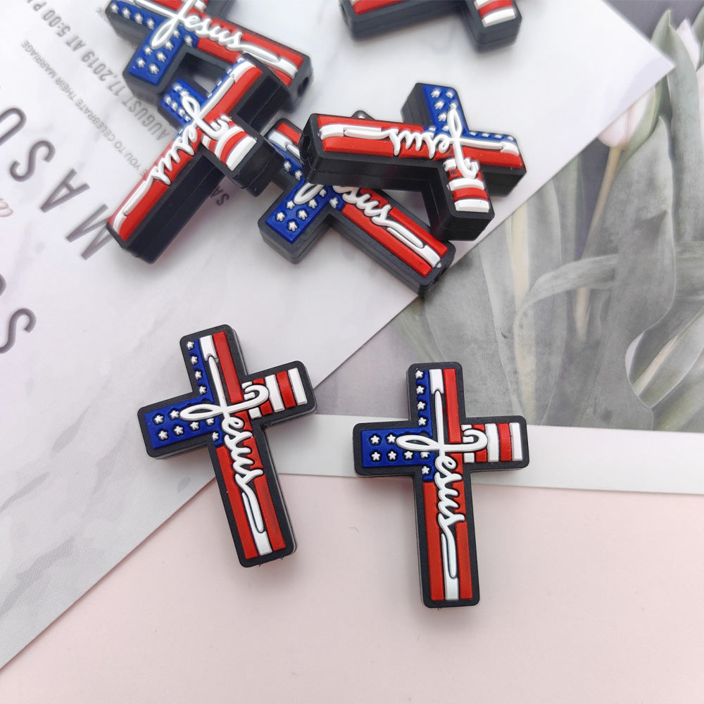Wholesale 10pcs Independence Day Cartoon Silicone Beads