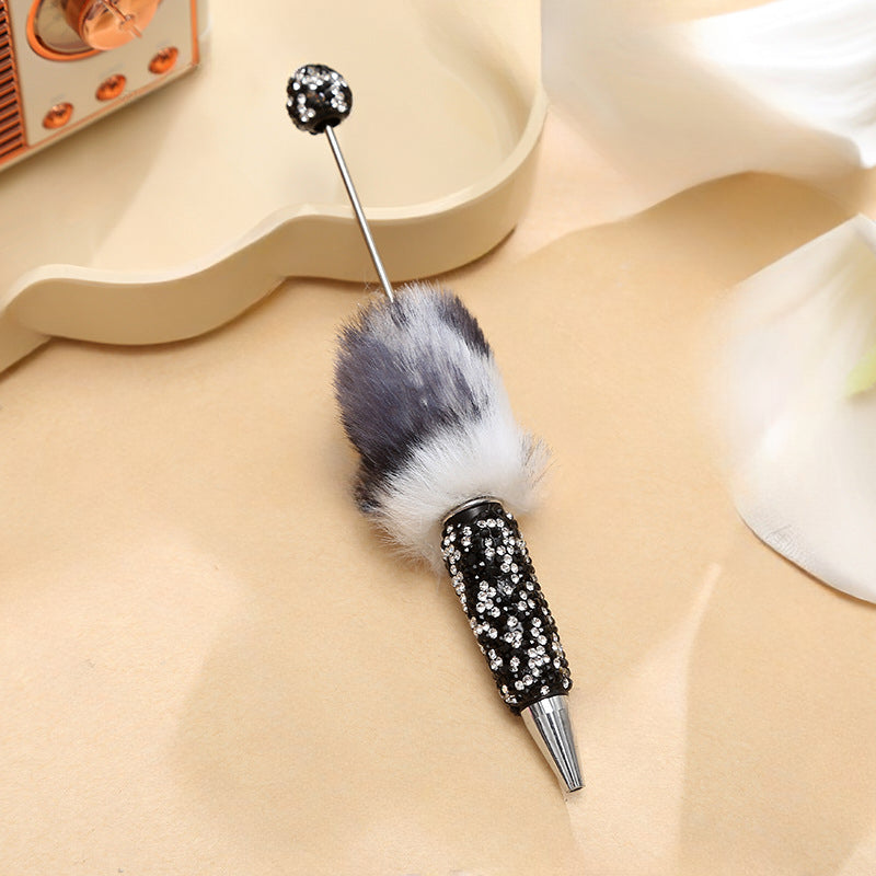 Wholesale Beadable Pens Creative Diy Cute Plush Ball Diamond Ballpoint Pen