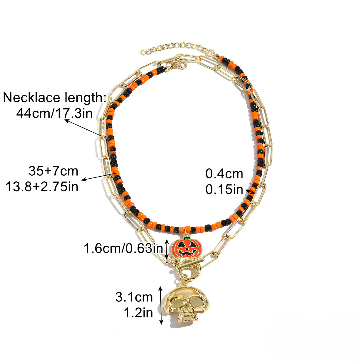 Wholesale Halloween Skull Pumpkin Zinc Alloy Necklace