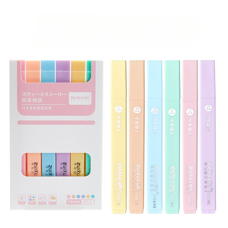 Wholesale Square Rod Macaron Morandi Color Plastic Highlighter Set