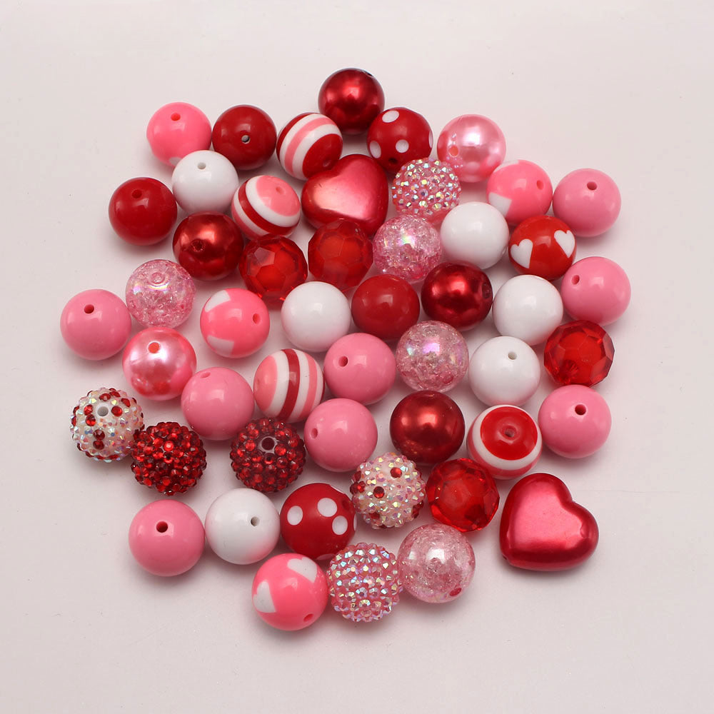 Wholesale of 50 Large Red Love Valentine's Day 20MM Acrylic Mixed Color Beads
