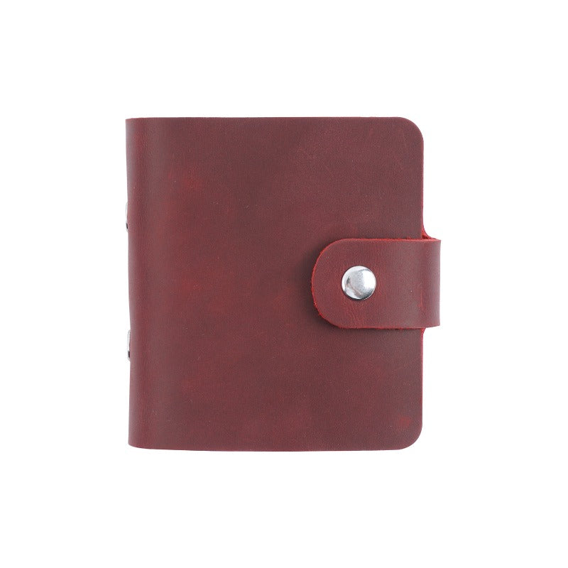 Wholesale Real Retro Crazy Horse Skin A9 Three Ring Mini Loose Leaf Hand Curtain Layer Leather Notebook