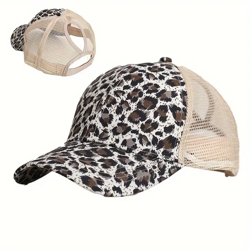 Wholesale Zebra Leopard Cross Ponytail Polyester Baseball Cap