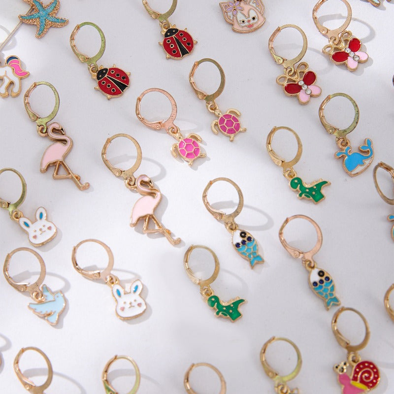 Wholesale Fashion Unicorn Butterfly Bee 20 Pairs Set Cute Children Earrings