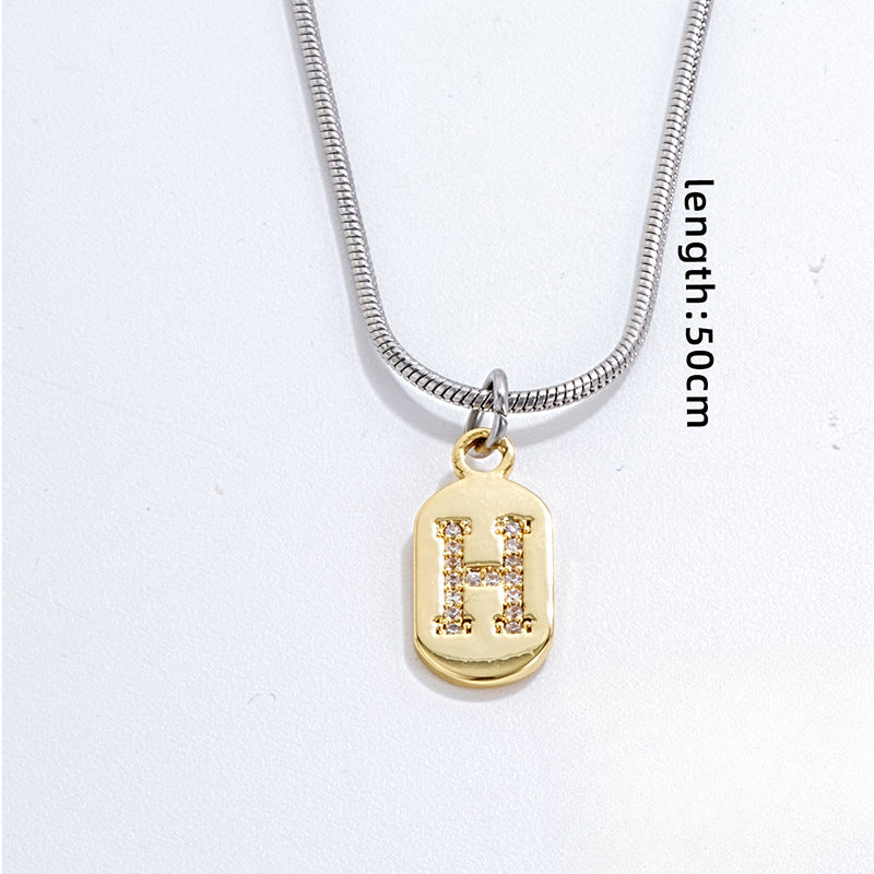 Wholesale Stainless Steel Zircon Inlaid English Letter Necklaces