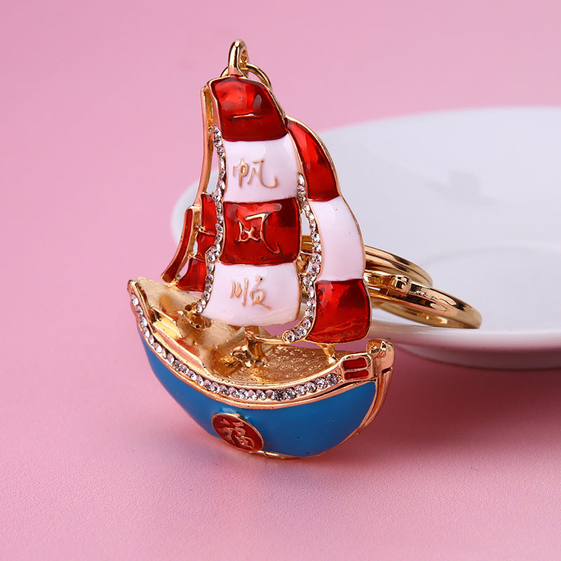 Wholesale Chic Swan Rhinestone Car Keychain Bag Charm Metal Key Ring For Women Wedding Gift Accessory