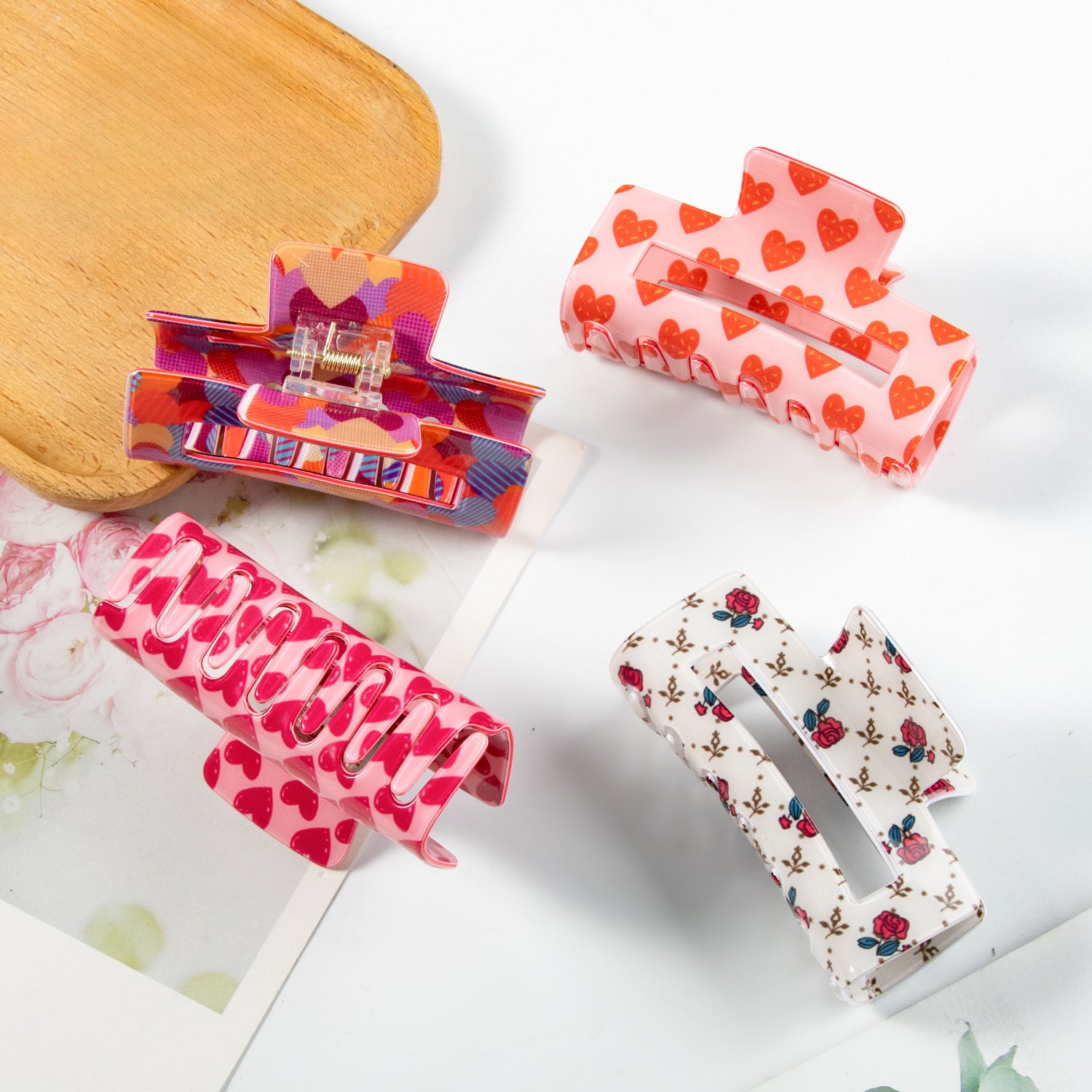 Wholesale Valentine's Day Square Hair Clips
