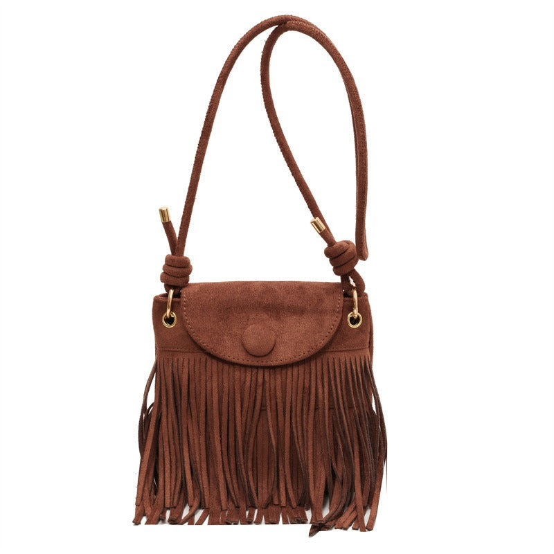 Wholesale Tassel Bucket Bag Autumn and Winter Retro Bohemian Shoulder Crossbody Bag