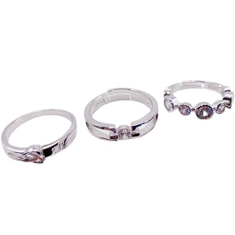 Wholesale 10pcs Simple Light Luxury Fashion Geometric Zircon Ring