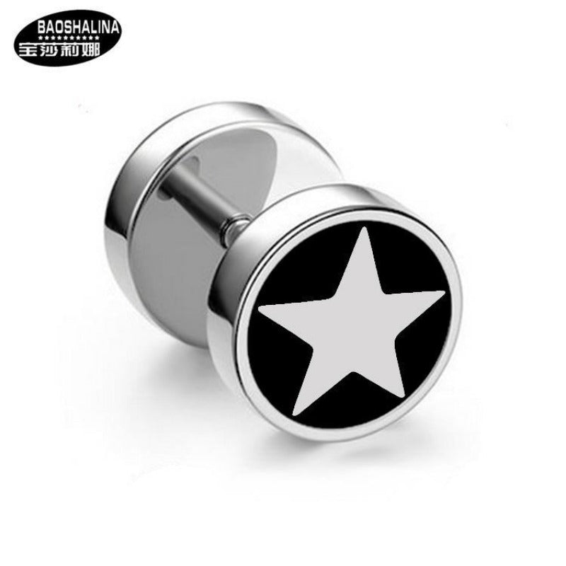 Wholesale Titanium Steel Barbell Fashion Dumbbell Black Street Earrings
