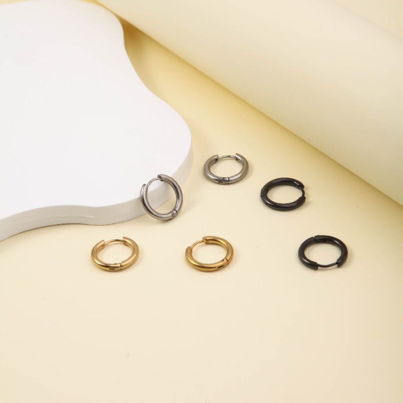 Wholesale Single one Titanium Steel Round Wire Exquisite, Light Luxury, Niche, Versatile Temperament Stainless Steel Earrings