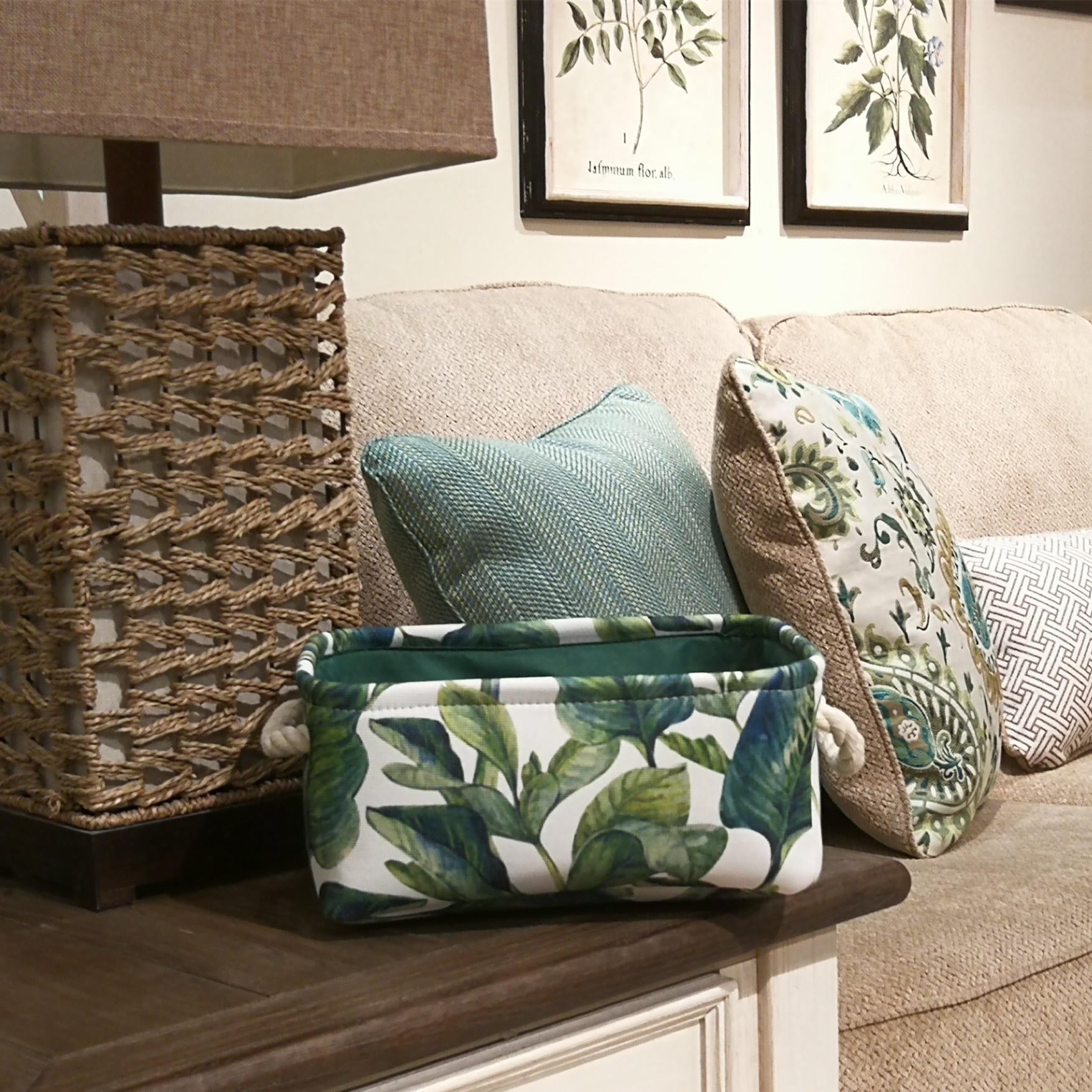 Wholesale Cotton and Hemp Leaves and Flowers Tropical Storage Box