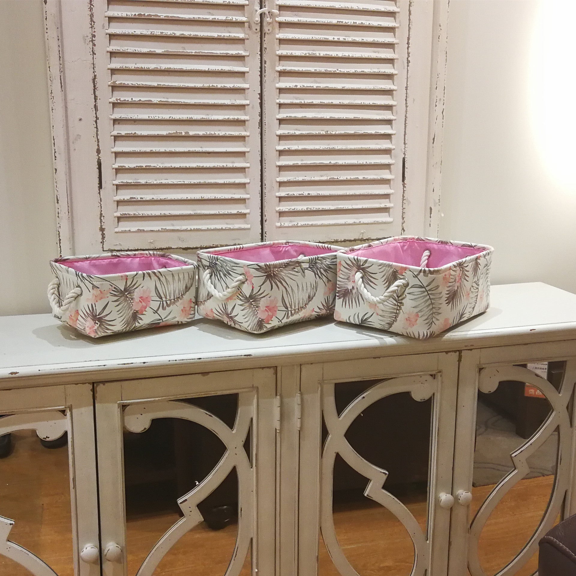 Wholesale Cotton and Hemp Leaves and Flowers Tropical Storage Box