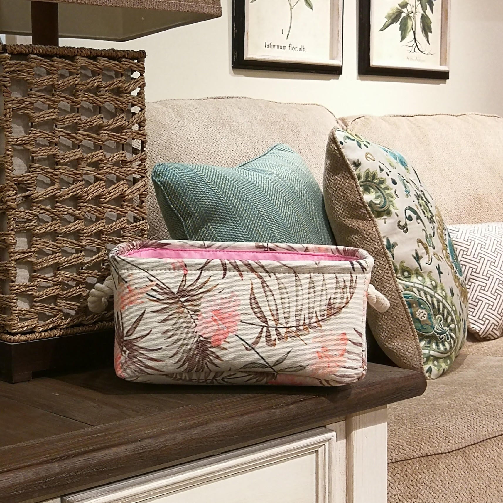 Wholesale Cotton and Hemp Leaves and Flowers Tropical Storage Box