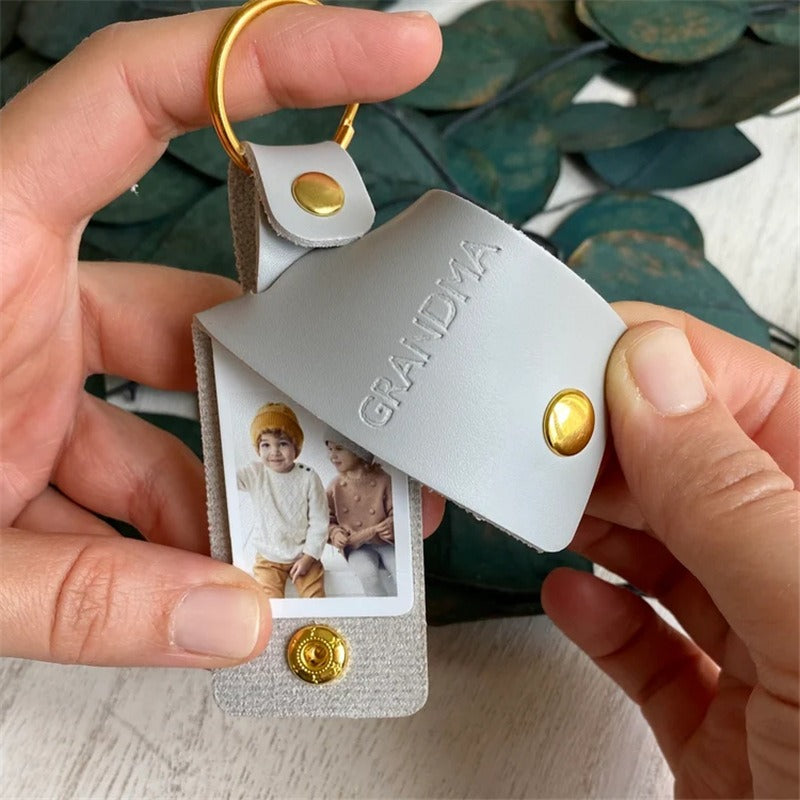 Wholesale Father's Day Photo Box PU Leather Key Tag Pendant