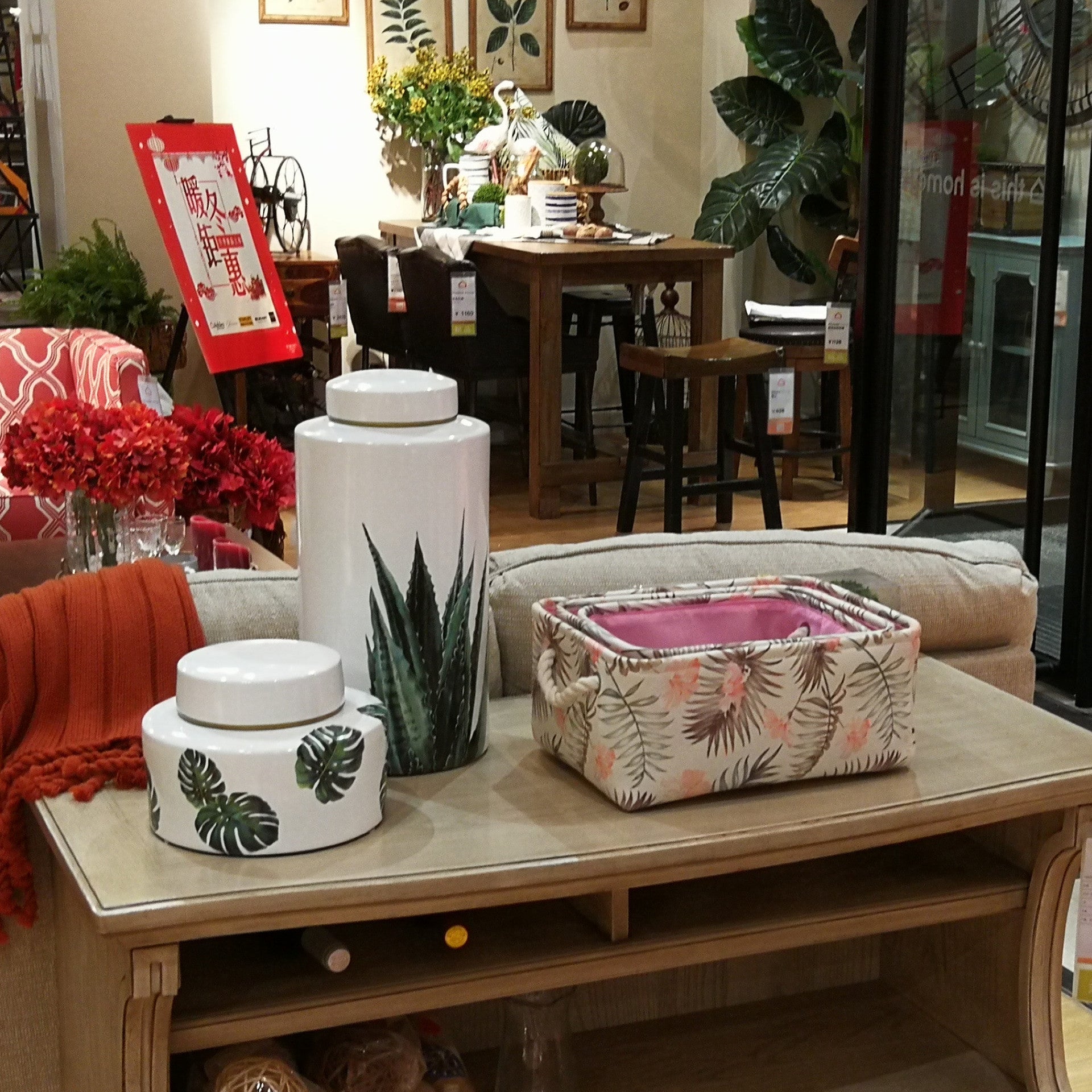 Wholesale Cotton and Hemp Leaves and Flowers Tropical Storage Box