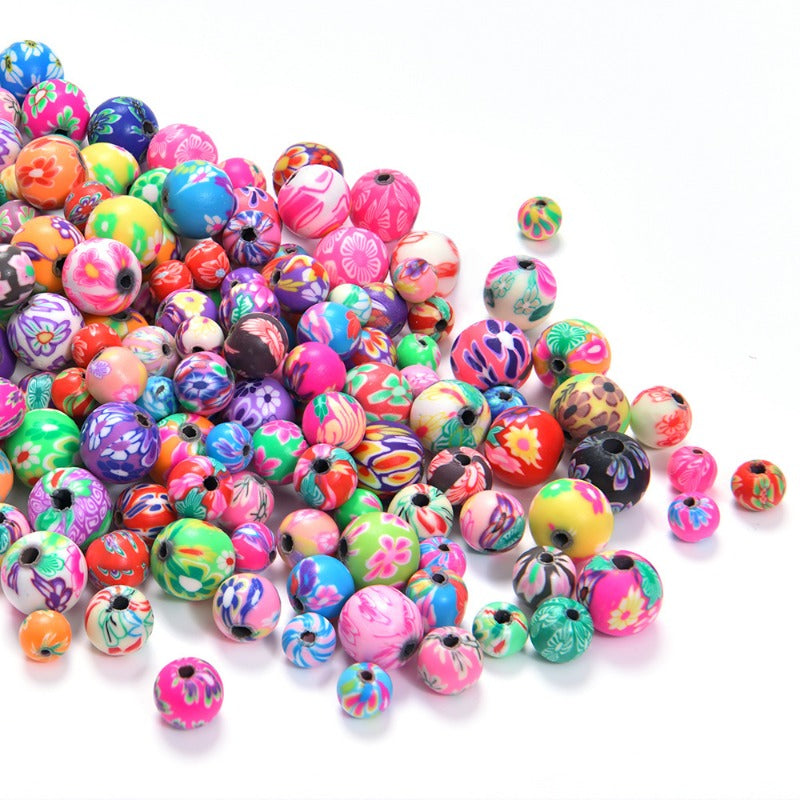 Wholesale 50pcs 6-12mm Printed Round Colored Clay Diy Beads