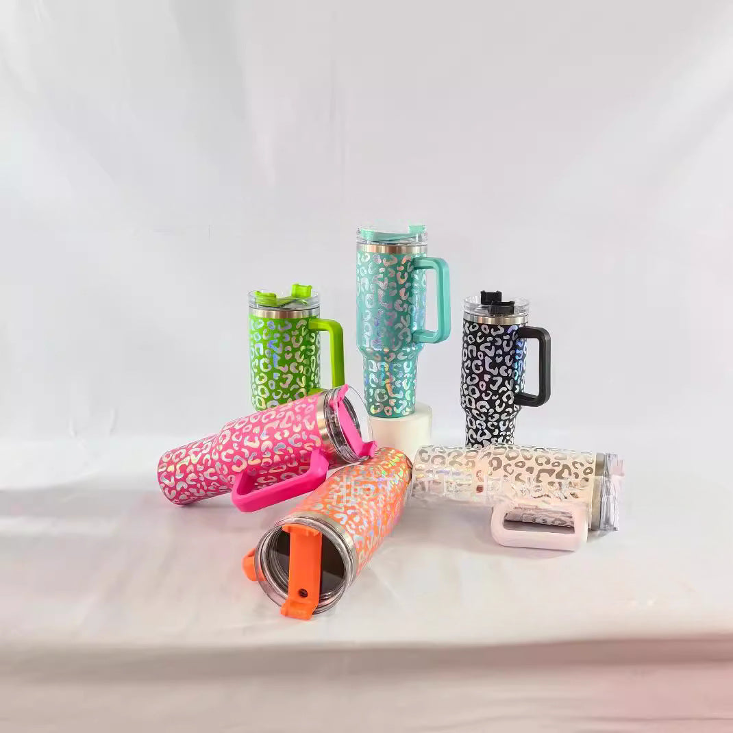 Wholesale 40oz Hot Silver Handle Car Cup Stainless Steel Insulation Ice Cup