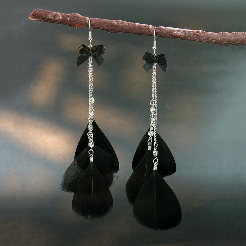 Wholesale Vintage Long Feather Tassel Earrings Bohemian Long Leaf Earrings