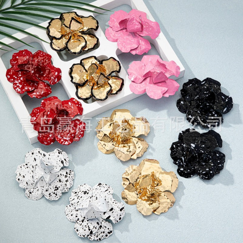 Wholesale Temperament, Oversized Three-dimensional Flowers, Exaggerated High-end Earrings