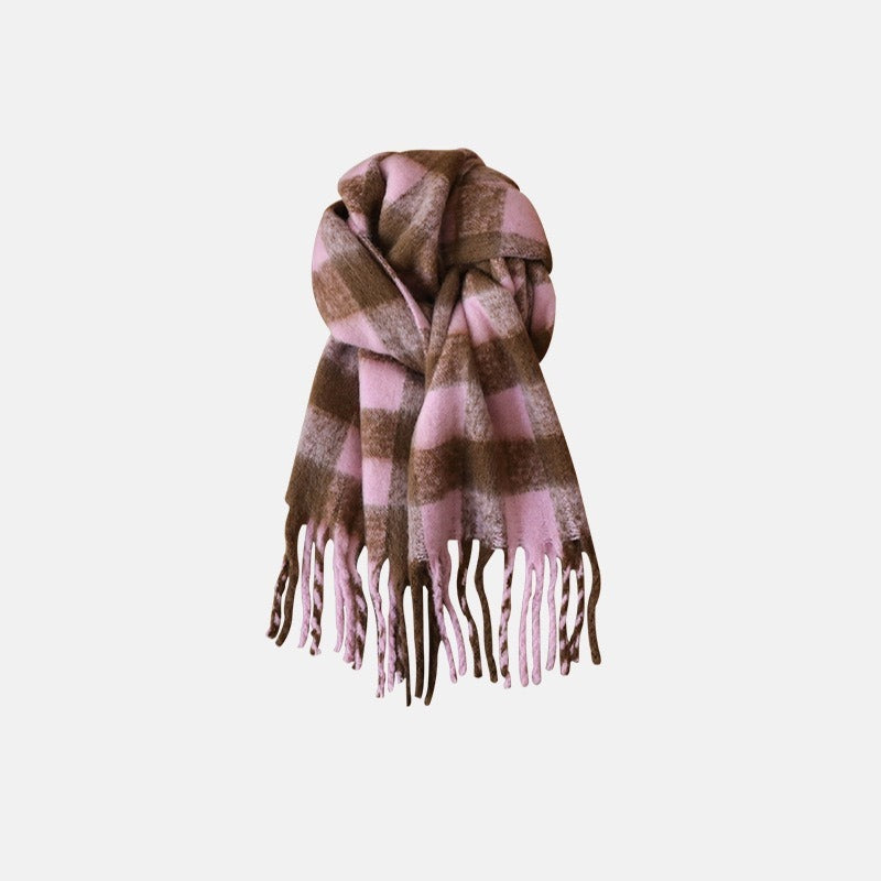 Wholesale Autumn/Winter Maillard Imitation Cashmere Checkered High End Versatile Shawl Thickened Warm Scarf