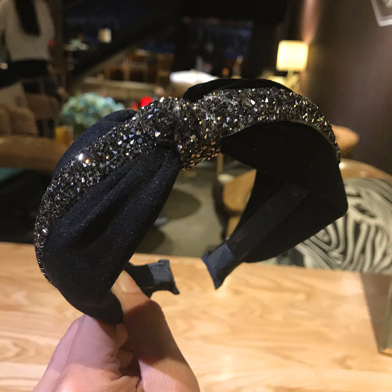 Wholesale New Fabric Velvet Knotted Rhinestone Headband
