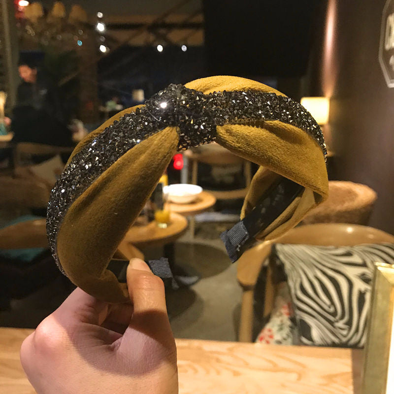 Wholesale New Fabric Velvet Knotted Rhinestone Headband