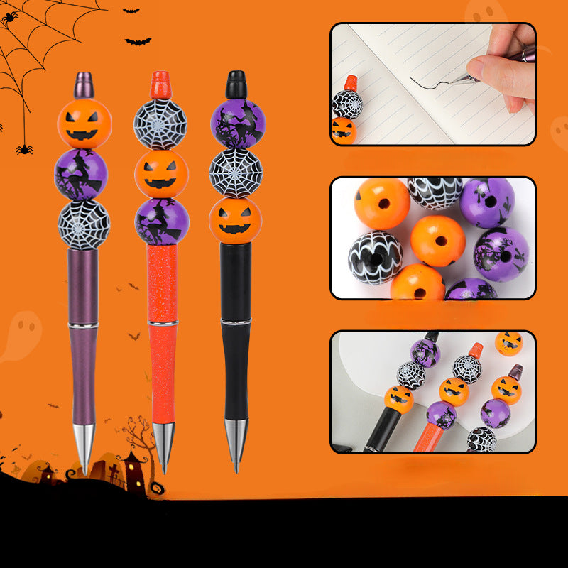 Wholesale Beaded Pens Fun Halloween Pumpkin Spider Solid Wood