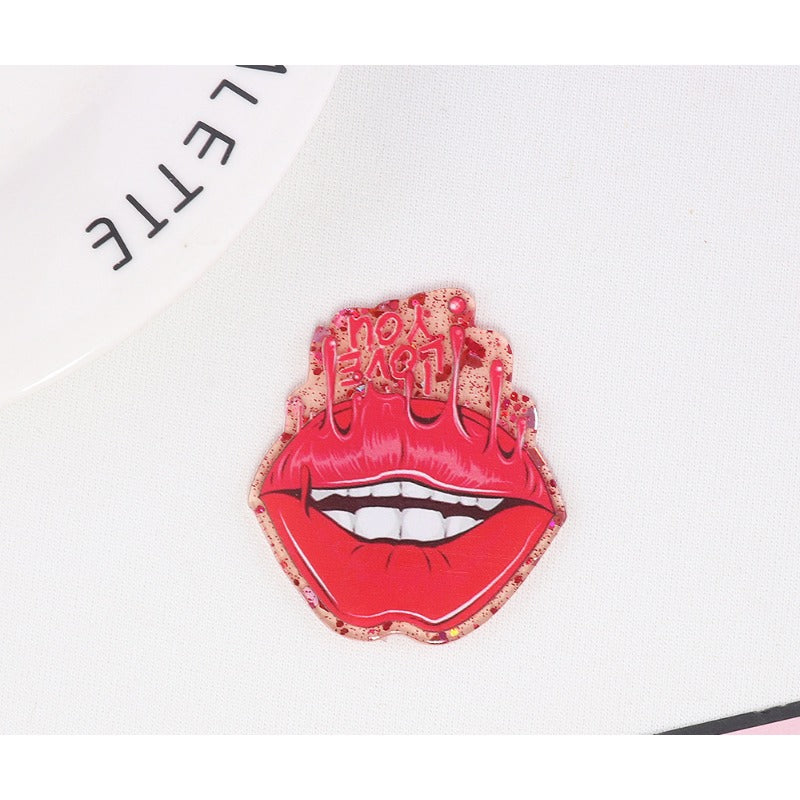 Wholesale 10pcs Cartoon Lips Letters Acrylic DIY Patches