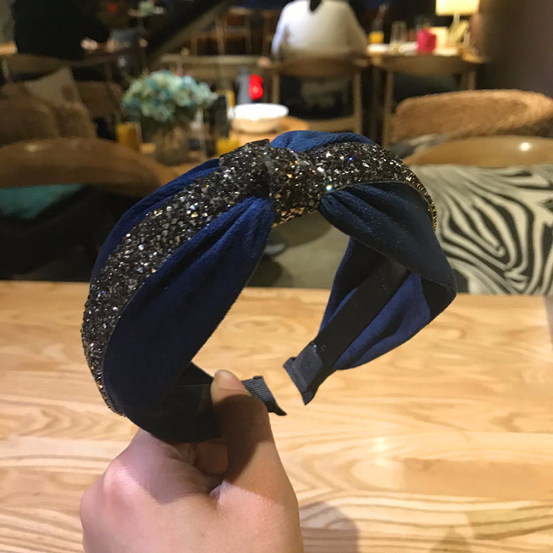Wholesale New Fabric Velvet Knotted Rhinestone Headband