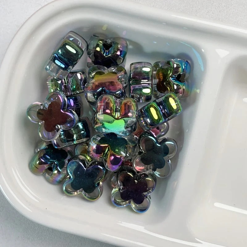 Wholesale 10pcs Acrylic Black Series Color Plated Loose Beads