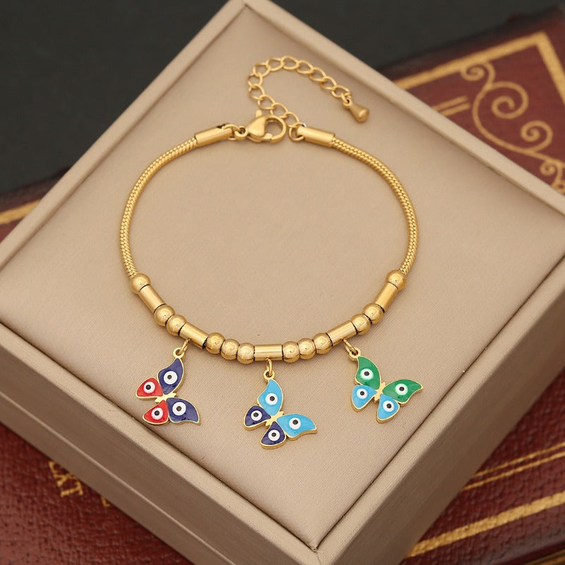 Wholesale Love Butterfly Eyes Stainless Steel Bracelet