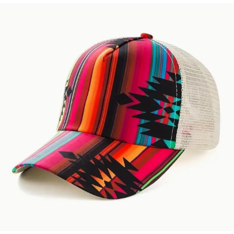 Wholesale Western Style Cross Ponytail Aztec Baseball Cap