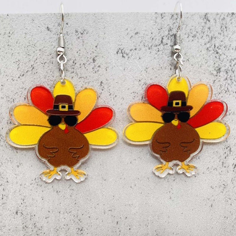 Wholesale Thanksgiving Turkey Acrylic Earrings