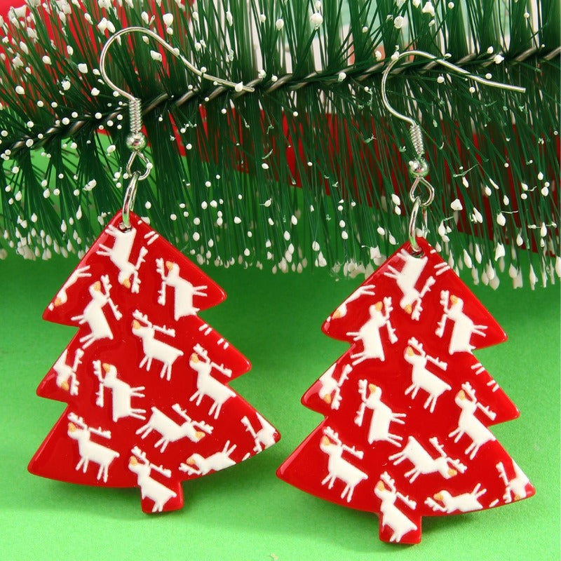 Wholesale Christmas Tree Fashion Printed Lantern Balloon Cookies Elk Acrylic Earrings Earrings Earrings