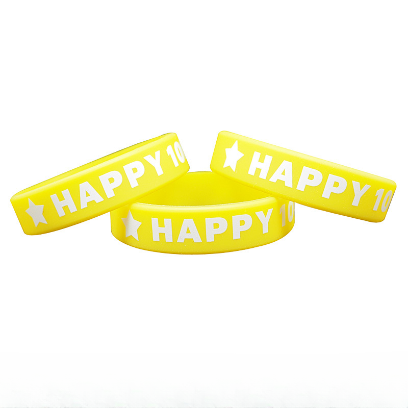 Wholesale Silicone Happy Printing Sports Bracelet