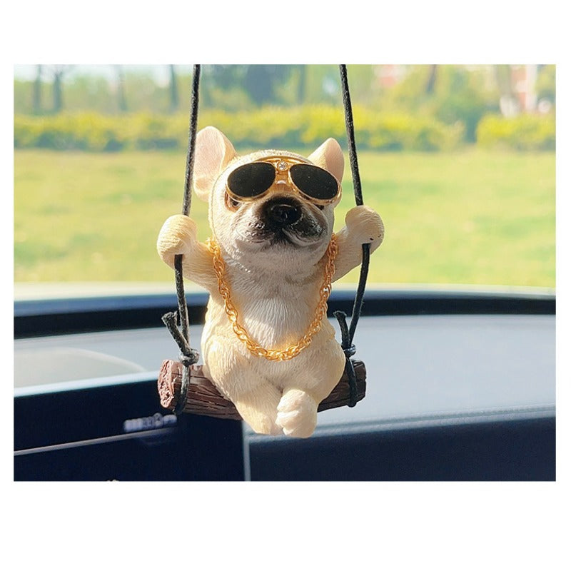 Wholesale Resin Bulldog Rearview Mirror Car Ornament