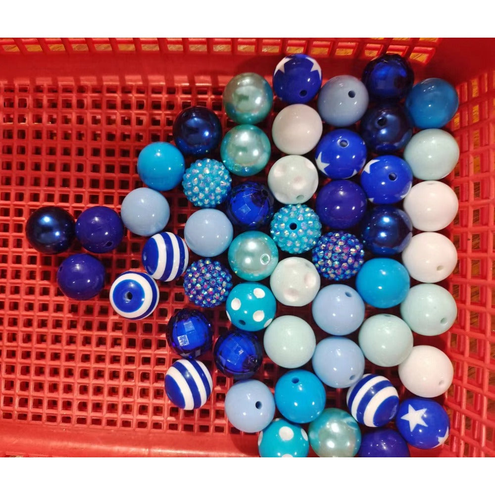 Wholesale 50pcs 20mm Blue Color Diamond Ball Acrylic Mixed Color Beads
