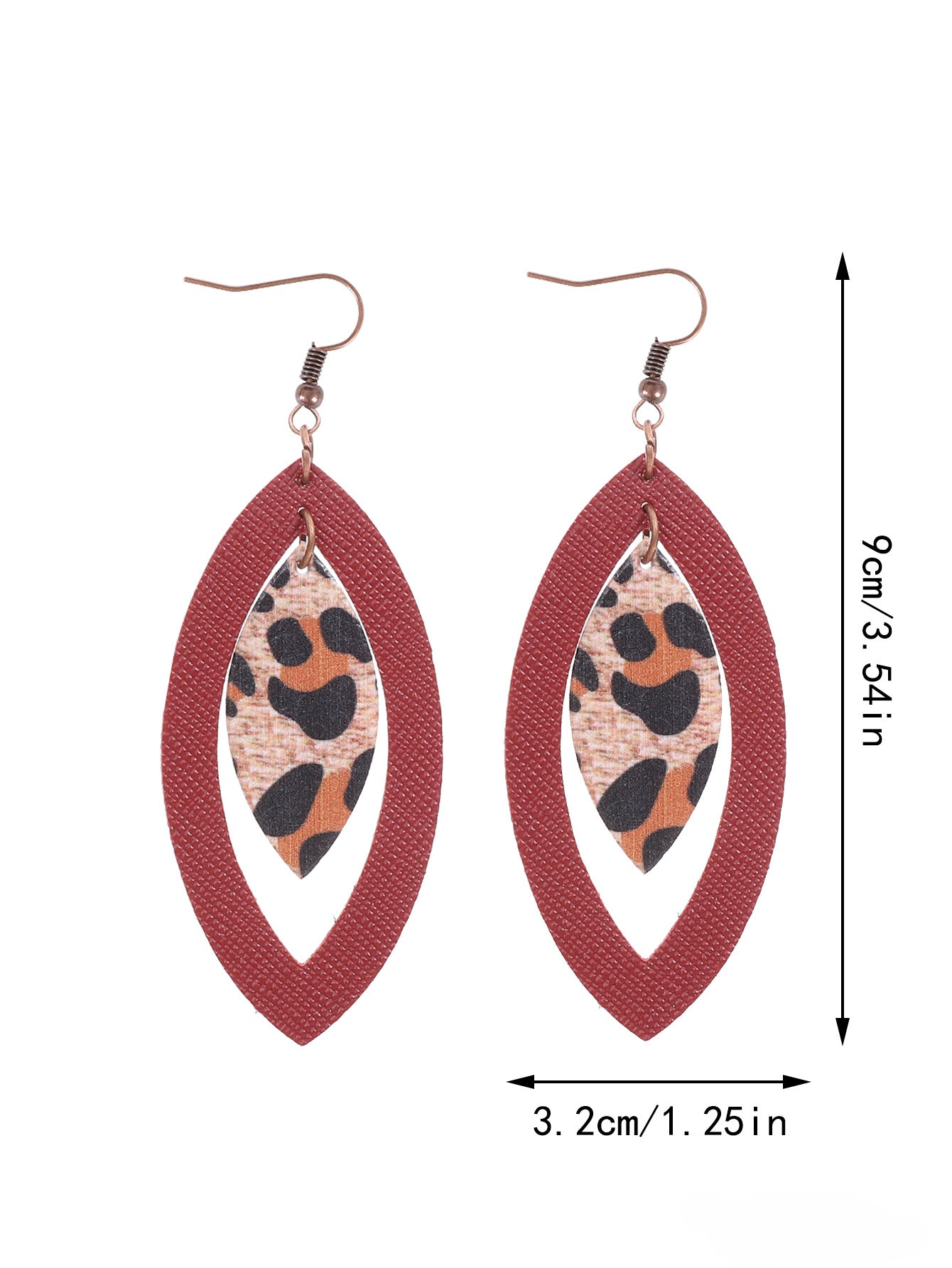 Wholesale Hollow Leopard Drop Leather Earrings