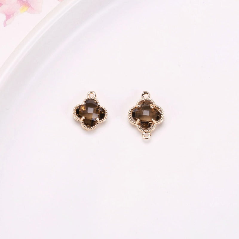 Wholesale 50pcs Crystal Double Hole Four Leaf Clover Pendant