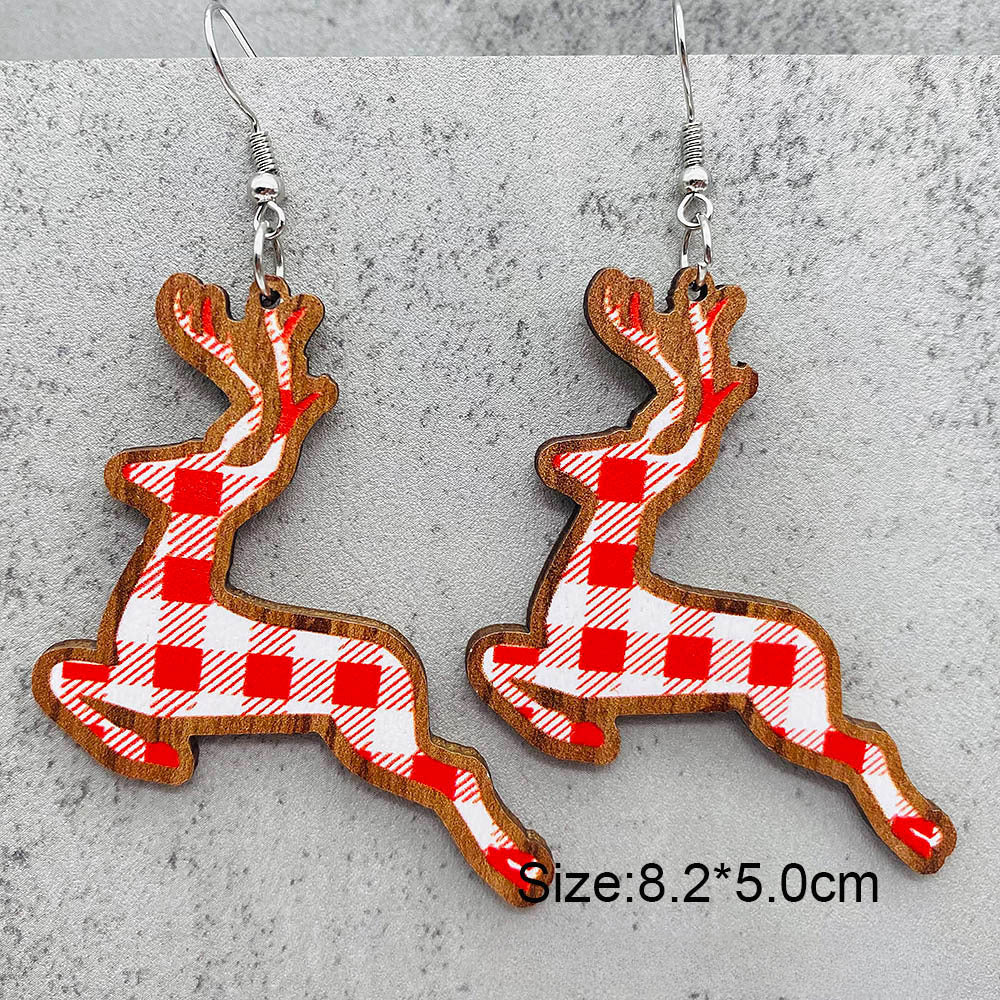 Wholesale Christmas Santa Claus Christmas Socks Elk Wooden Earrings