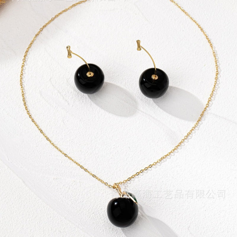 Wholesale High-grade Cherry Cherry Environmentally Friendly Acrylic Fruit Necklace Set