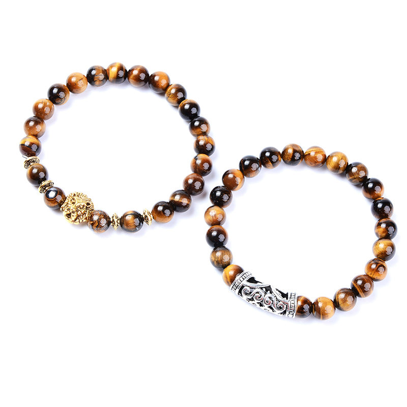 Wholesale Yellow Tiger Eye Emperor Stone Lion Head Bracelet