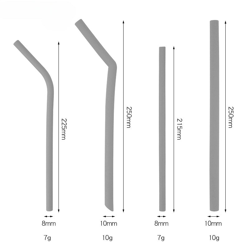 Wholesale Silicone Straw Milk Tea Color Straight Straw Curved Straw