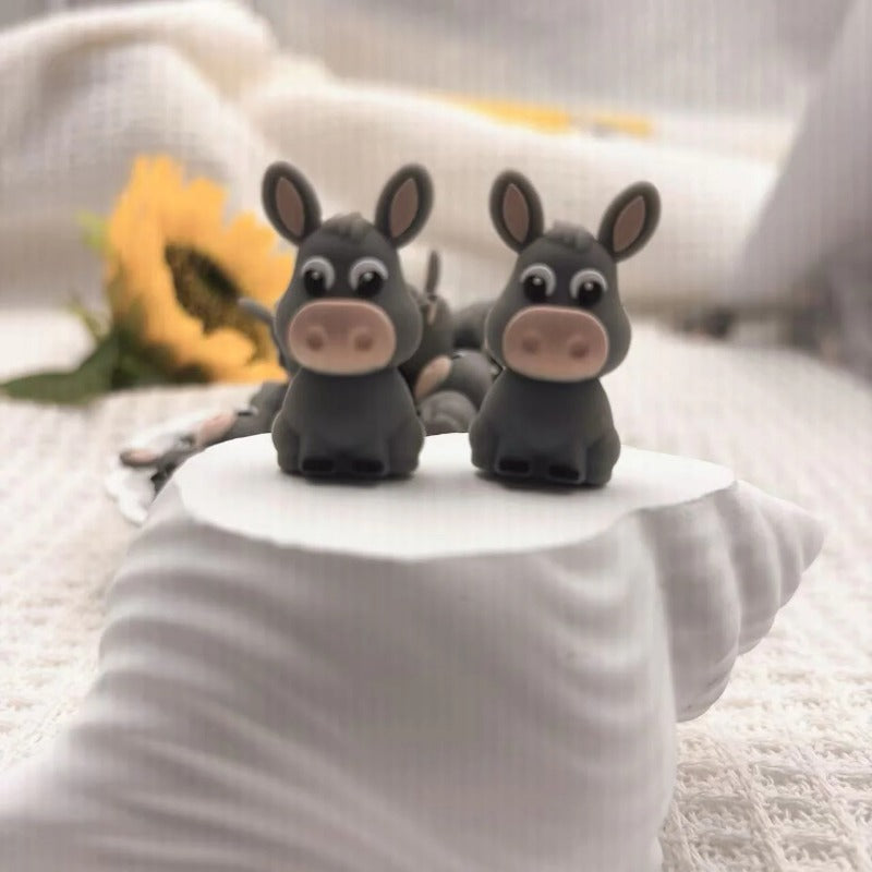 Wholesale New Creative Silicone Beads Cartoon Donkey Silicone Beads 10pcs/pack